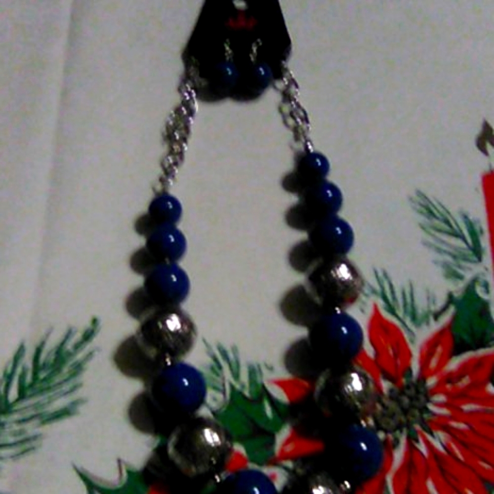 Blue & Silver Necklace & Earring Set